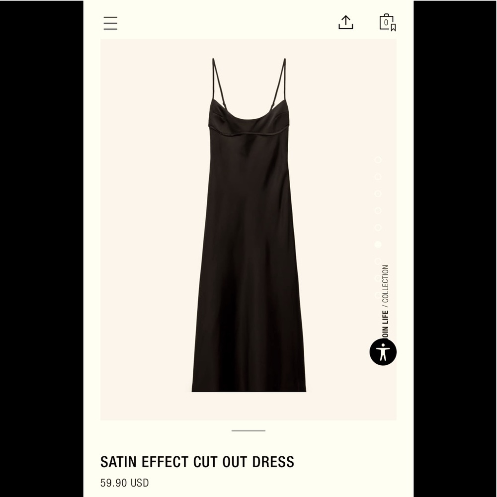 Zara SATIN EFFECT CUT OUT DRESS Black | 4432/201 Medium NWT